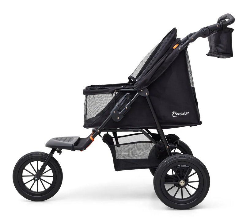 Palster Trek All-Terrain Dog Stroller – Foldable Pet Buggy with Suspension, Midnight Black