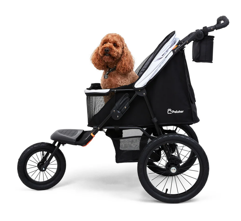 Palster Explorer All Terrain Pet Stroller – Black & Mist Silver | Durable Dog & Cat Pram with Rain Cover