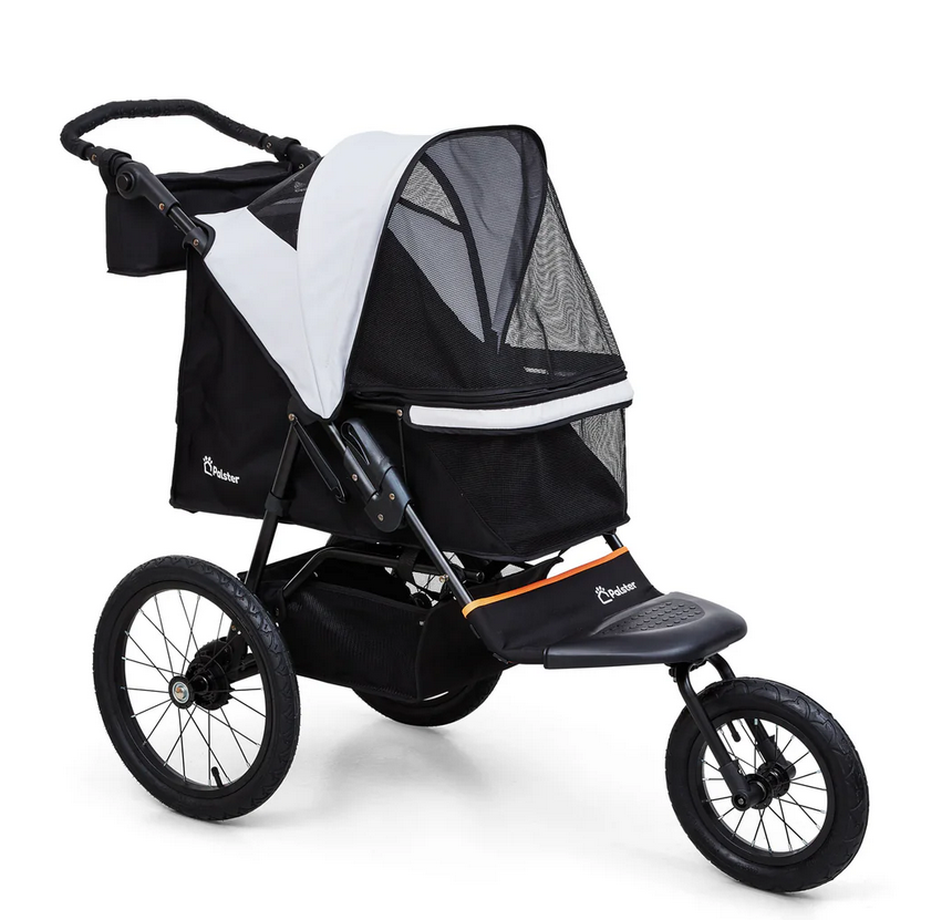 Palster Explorer All Terrain Pet Stroller – Black & Mist Silver | Durable Dog & Cat Pram with Rain Cover