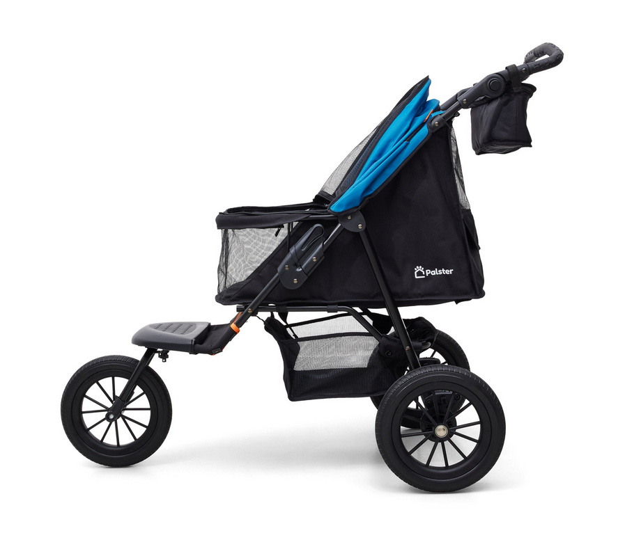 Palster Trek All-Terrain Dog Stroller – Foldable Pet Buggy with Suspension, Black & Harbour Blue