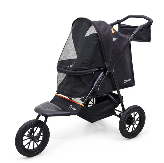 Palster Trek All-Terrain Dog Stroller – Foldable Pet Buggy with Suspension, Midnight Black